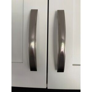 AMEROCK NEW SATIN NICKEL Drawer Pulls x3 CABINET HARDWARE 128MM Curved Handles